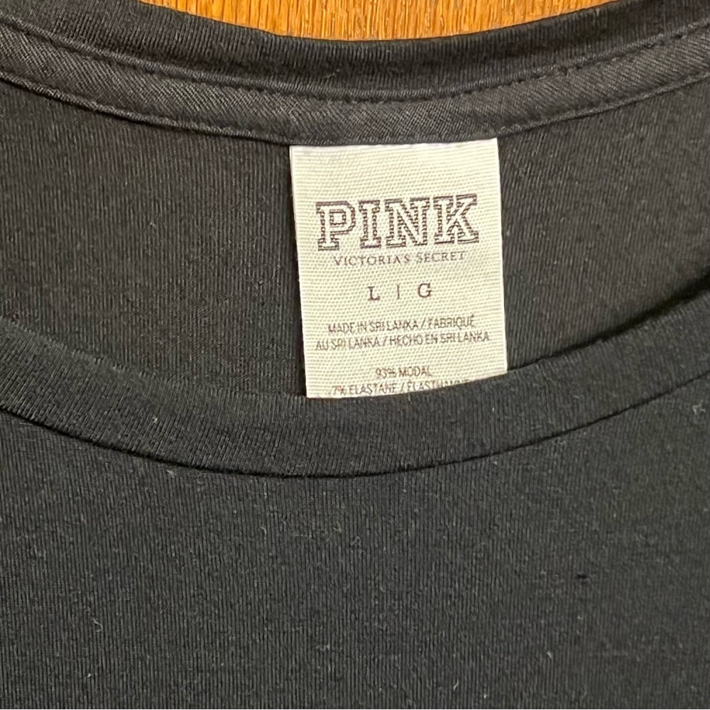 PINK Victoria's Secret Classic Black Long Sleeve Tee - Picture 3 of 4